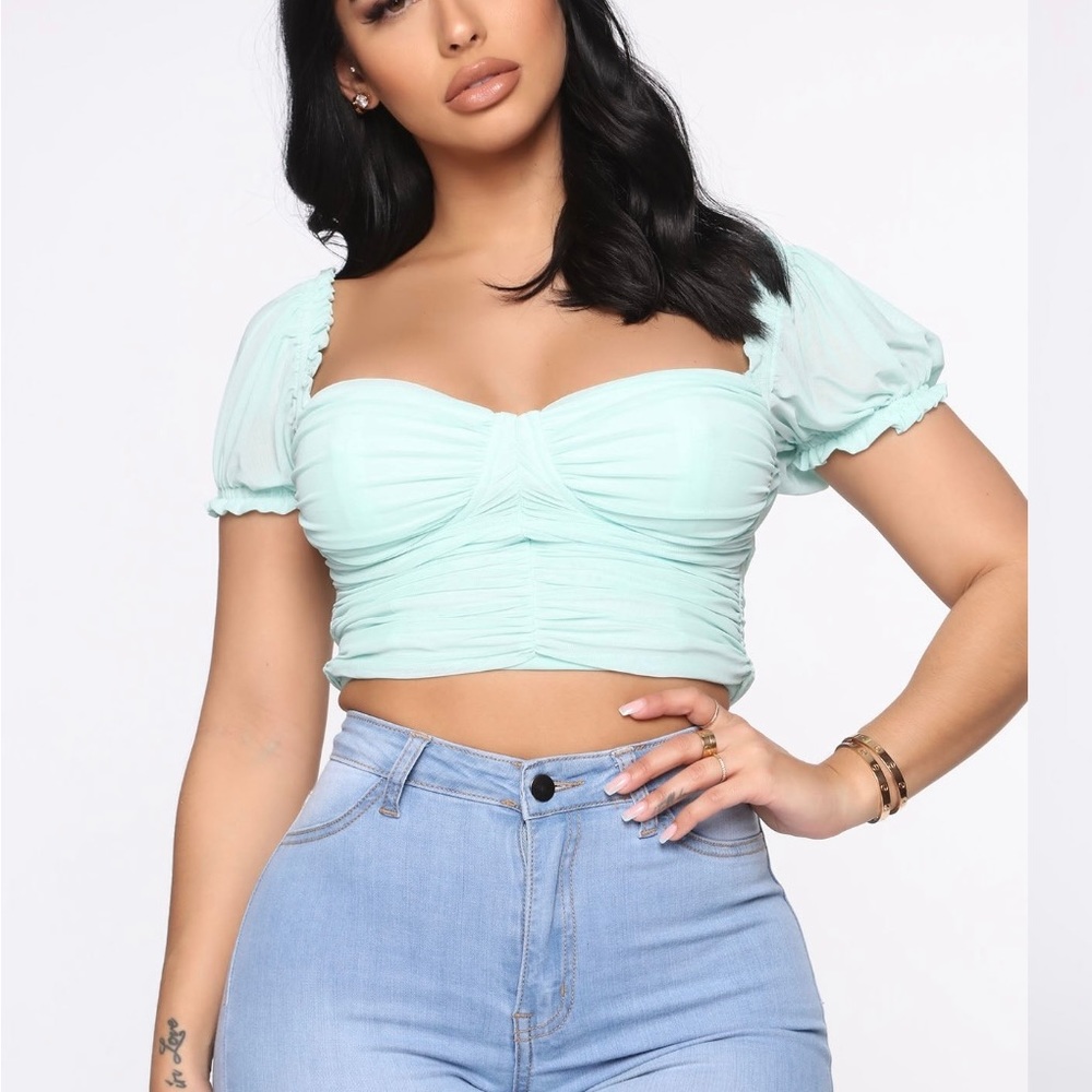 Mint Mesh Crop Top